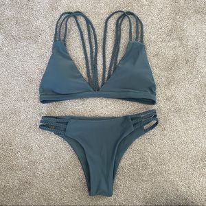 Braided strap cheeky bikini set